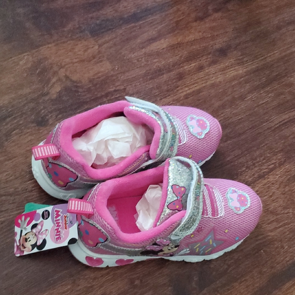 Disney Minnie Mouse Pink and Silver Kids Sneakers